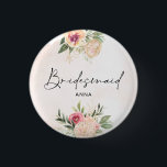 Peony and Gold Foil Bloom Abzeichen Button<br><div class="desc">Dieses Abzeichen wurde speziell für die Abstimmung mit unserer Kollektion aus Peony und Gold entwickelt und ist mit üppigen rosa- und goldfarbenen Blume mit grünem Blattwerk auf einem Aquarellhintergrund ausgestattet. Für eine erweiterte Anpassung dieses Designs, z.B. das Ändern des Layouts, des Schriftartes oder der Textgröße, klicken Sie bitte auf den...</div>