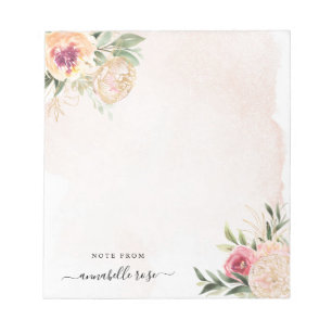 Peony and Gold Foil Bloom Notepad Notizblock