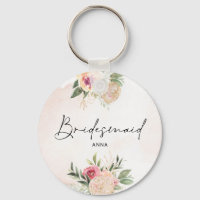 Peony and Gold Foom Bloom Bridesmaid Schlüsselring