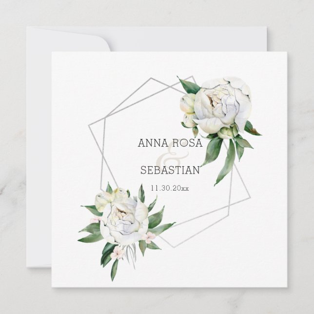 *~* PEONY AR15 Floral QR UAWG Frame Wedding Einladung (Vorderseite)