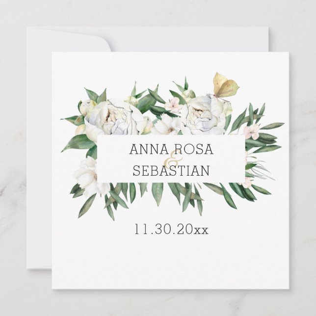 *~* PEONY AR15 QR FOTO UAWG Floral Wedding Invita Einladung (Vorderseite)