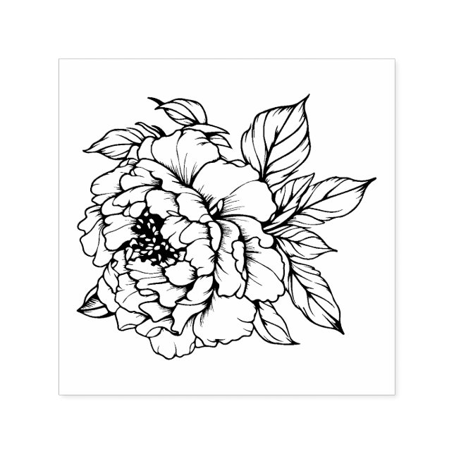 Peony Bloom Line Art Permastempel (Design)