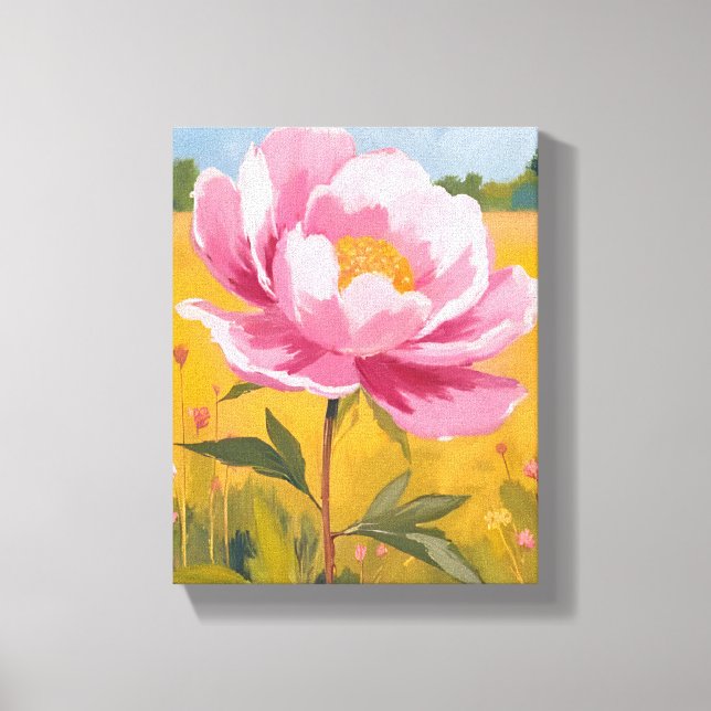 Peony Blossom | Pink Flower Field Watercolor Leinwanddruck (Vorderseite)