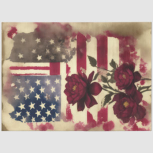 Peony Blume 4. Juli Amerikanische Flagge Seidenpapier