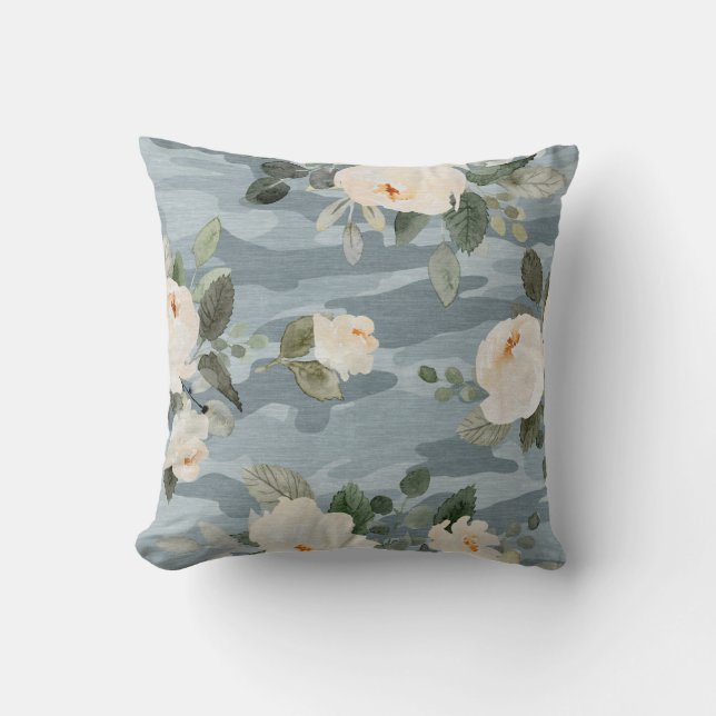 Peony Blume Camouflage Throw Kissen (Vorderseite)