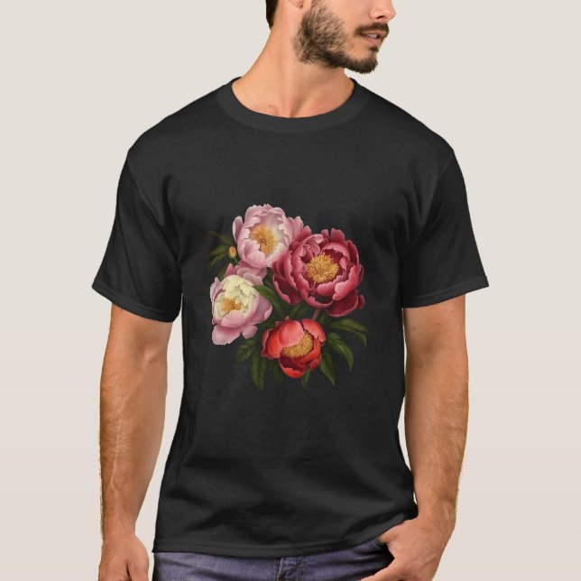 Peony Blume Floral Bouquet Blossom T-Shirt (Vorderseite)