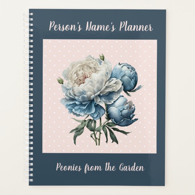 Peony Blume in Blue & White auf Pink & Blue Planer (Vorderseite)