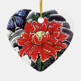 Peony Blume Japanisches Tätowierdesign Keramikornament