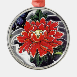Peony Blume Japanisches Tätowierdesign Ornament Aus Metall