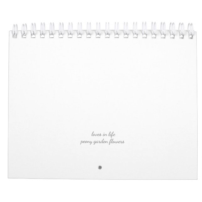 Peony Blume Kalender (Rückseite)