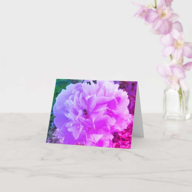Peony-Blume mit einer Honey-Biene Karte (Orchidee)