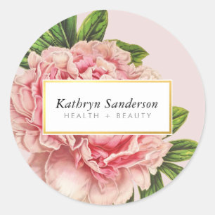 PEONY BLUME Öko Vintag aussehen floralen Stilrosa Runder Aufkleber