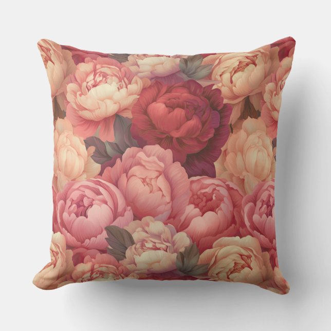 Peony Blume Outdoor Pillow Kissen (Vorderseite)