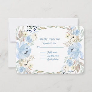 Peony Blume Powder Blue Wasserfarben RSVP Karte