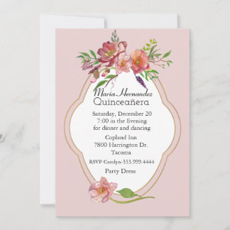 Peony Blume Quinceañera Einladung