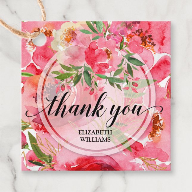 Peony Blume Vielen Dank Geschenkanhänger (Vorderseite)