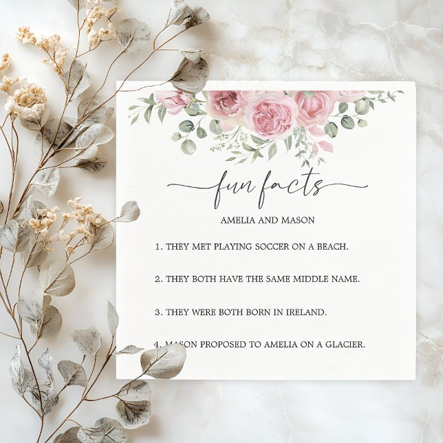Peony Blush Floral Fun Facts Wedding Napkins Serviette (Peony Blush Floral Fun Facts Wedding Napkins)