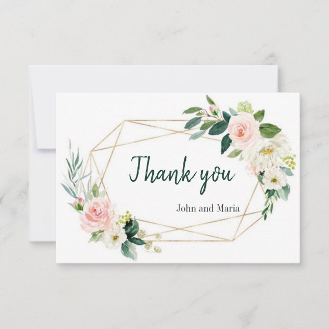 Peony Blush Floral Wedding Boho Danke Karte (Vorderseite)