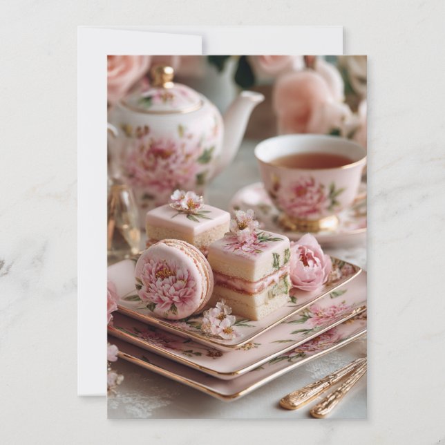 Peony Blush | Rosa Petals Einladung (Vorderseite)