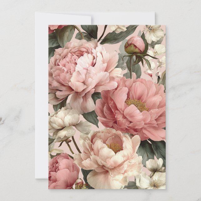 Peony Blush | Weiche Pasteten Einladung (Vorderseite)