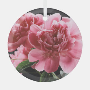 Peony Bouquet Closeup: Rosa Rot Ornament Aus Glas