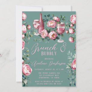 Peony Bouquet in Watercolor Brunch und Bubbly Einladung