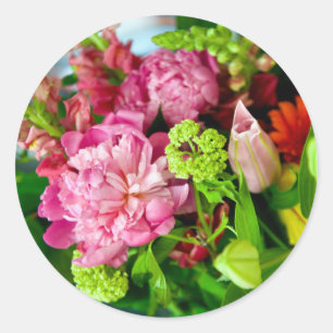 Peony Bouquet Runder Aufkleber