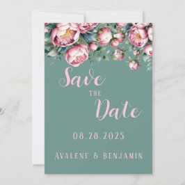 Peony Bouquet Save the Date Wasserfarbe Karte
