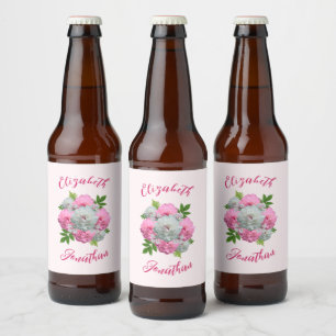 Peony Bouquet Wedding Bierflaschenetikett