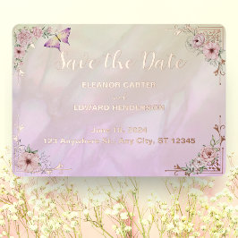 Peony Bouquet Wedding Foil Save the Date Karte