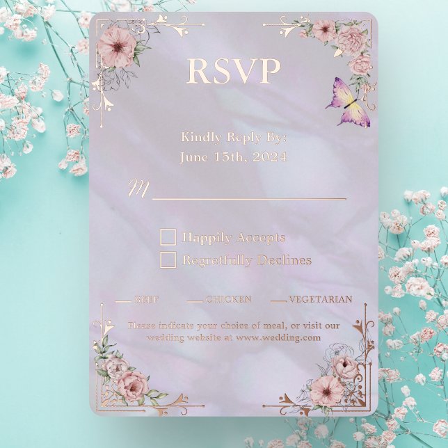 Peony Bouquet Wedding Foil UAWG Response Card Folieneinladung (Von Creator hochgeladen)