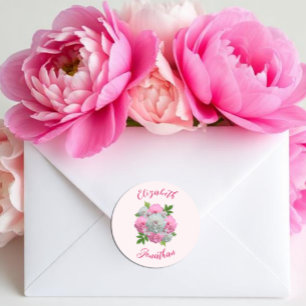 Peony Bouquet Wedding Runder Aufkleber