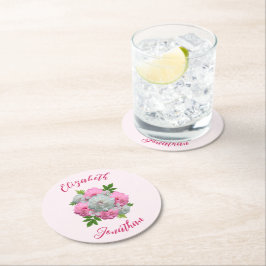 Peony Bouquet Wedding Runder Pappuntersetzer