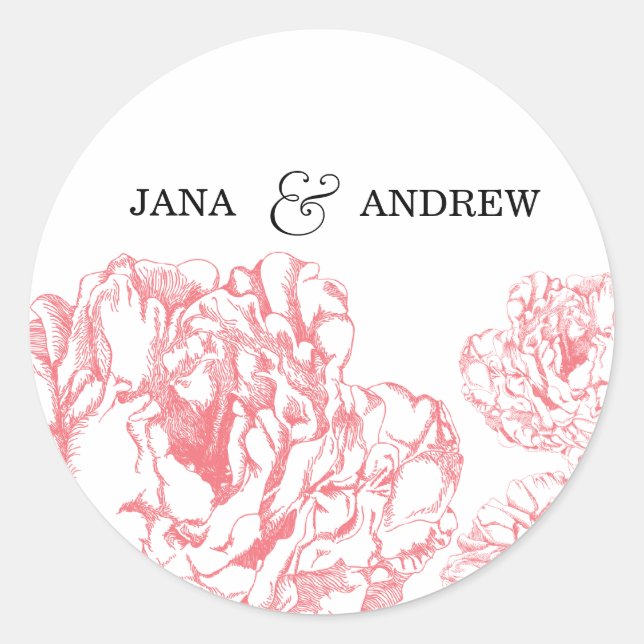 Peony Bride & Groom Sticker (Vorderseite)