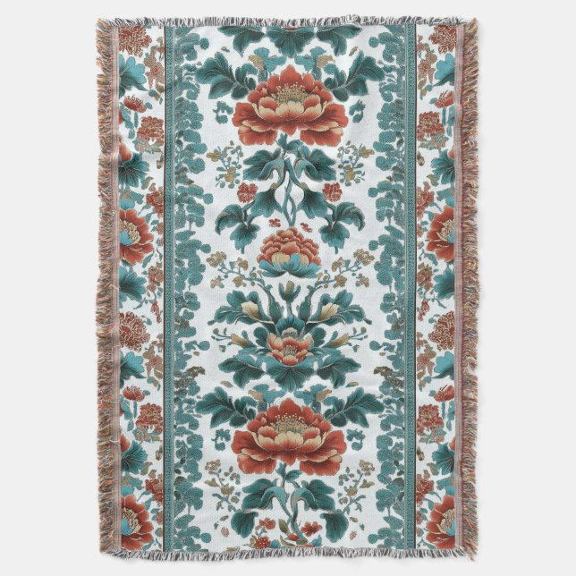 Peony Brocade Decke (Vorderseite Vertikal)