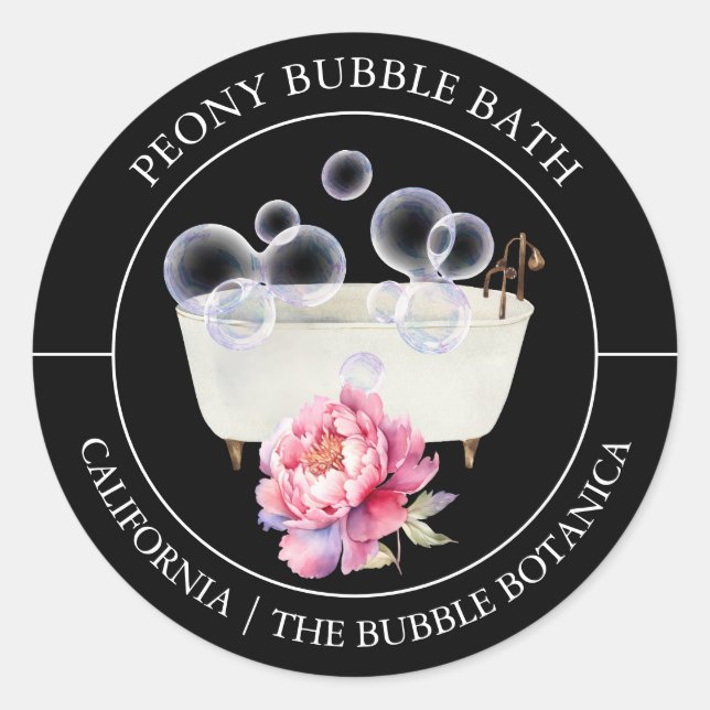 Peony Bubble Bath-Label Runder Aufkleber (Vorderseite)