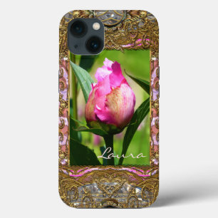 Peony Bud Elegant Floral Monogram Case-Mate iPhone Hülle