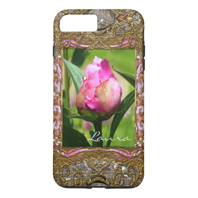 Peony Bud Monogram Girl VII Case-Mate iPhone Hülle (Rückseite)