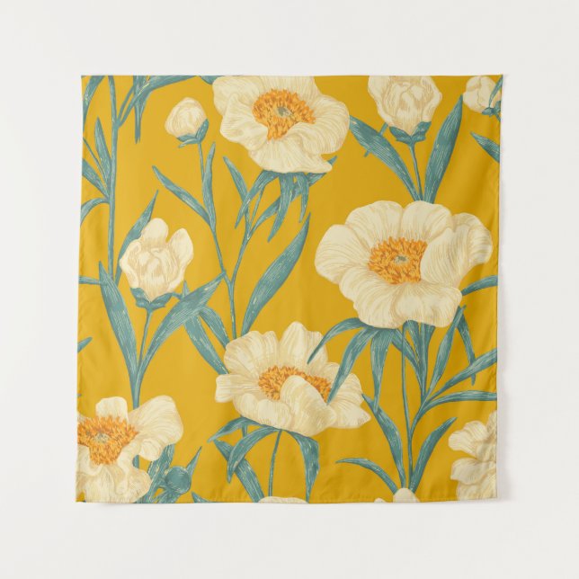 Peony Claire de Lune Vintag Wandteppich (Vorderseite)