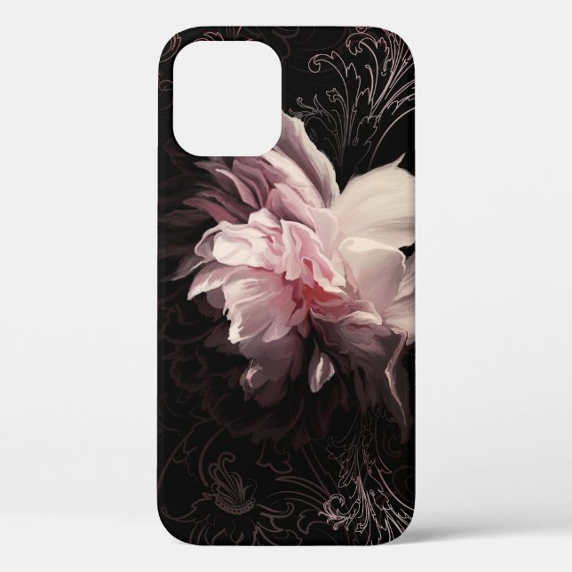 Peony Dark Wall: Design der bemalten Blume Case-Mate iPhone Hülle (Rückseite)