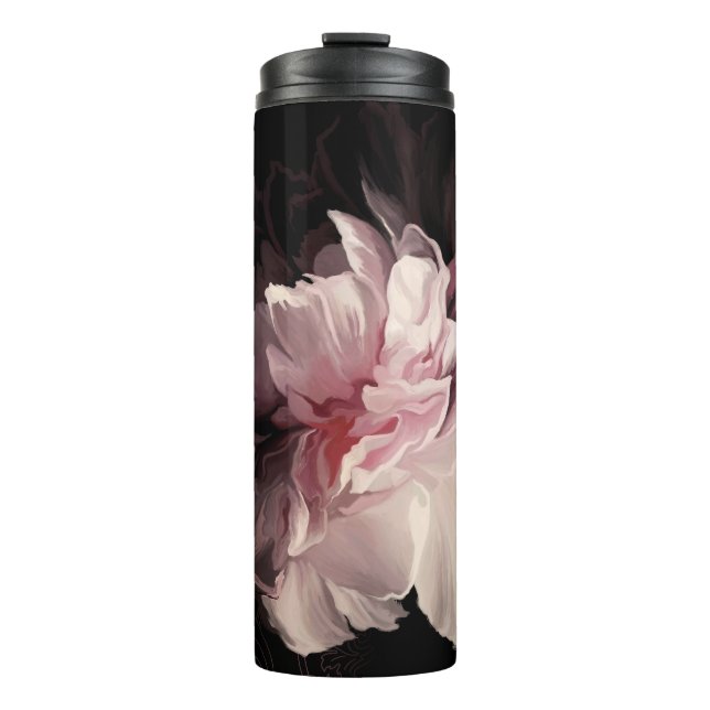 Peony Dark Wall: Design der bemalten Blume Thermosbecher (Vorderseite)