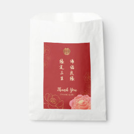 Peony Double Happiness Chinese Wedding Danke Geschenktütchen