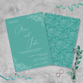 Peony Elegance Wedding Einladung