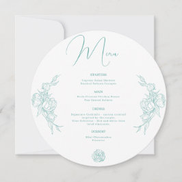 Peony Elegance Wedding Menu Feiertagskarte