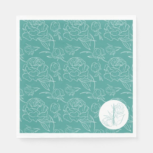 Peony Elegance Wedding Napkins Serviette (Vorderseite)
