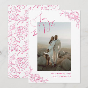 Peony Elegance Wedding Save The Date