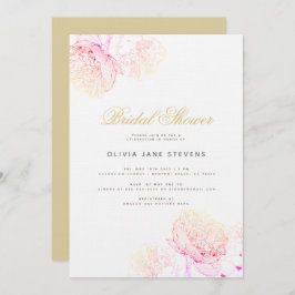 Peony Eleganto Modern Script Floral Brautparty Einladung