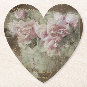 ** Peony Floral AR23 Heart Liebe Vintag Viktoriani Untersetzer
