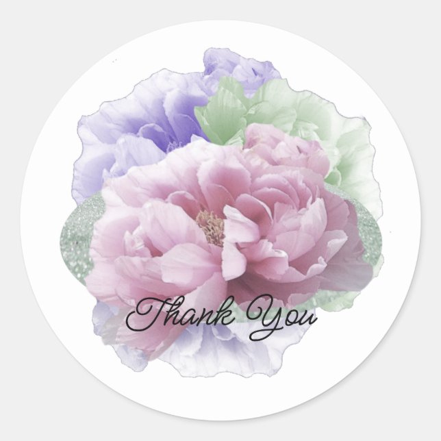 Peony Floral Bouquet Danke Sticker (Vorderseite)