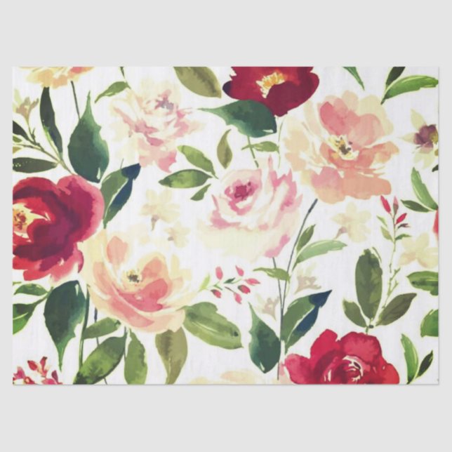Peony floral Burgundy Muster Antique Hochzeiten Seidenpapier (Vorderseite)